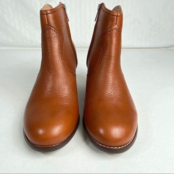 Land’s End Harris Ankle Booties Leather Side Zip Chestnut Brown Womens Sz 9 - Picture 2 of 11
